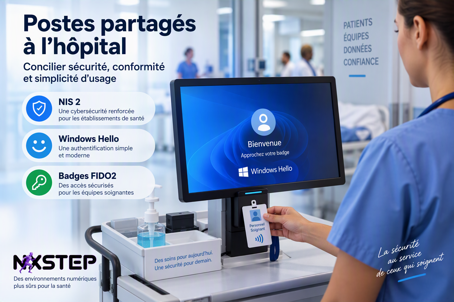 Postes partagés en hôpital : NIS 2, Windows Hello et badges FIDO2